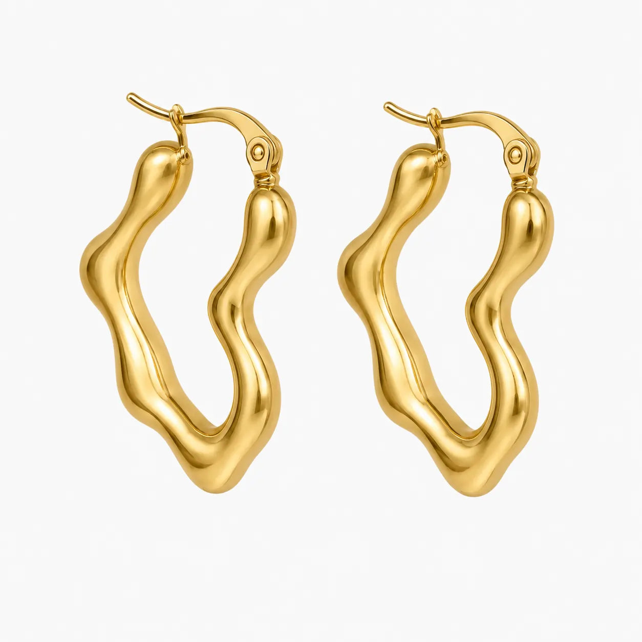 Gold-tone wavy hoop earrings – alternate view

