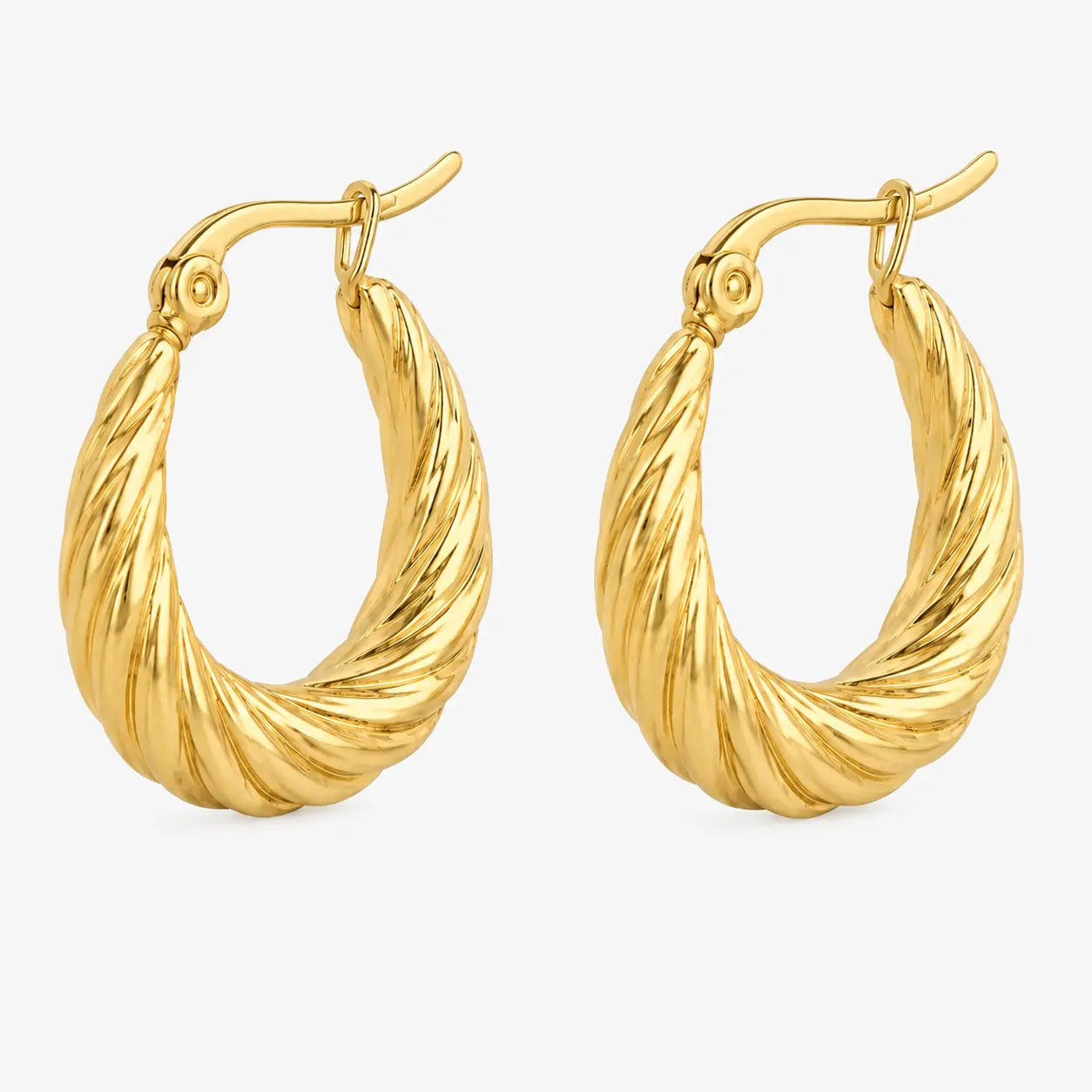 Gold-tone textured round hoop earrings – alternate view