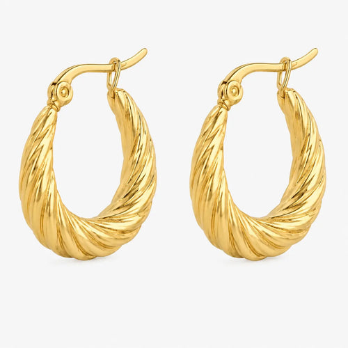 Gold-tone textured round hoop earrings – alternate view