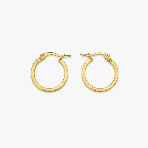 Hoop earrings for women in a smooth round gold-colour design, shown in a clear front view.