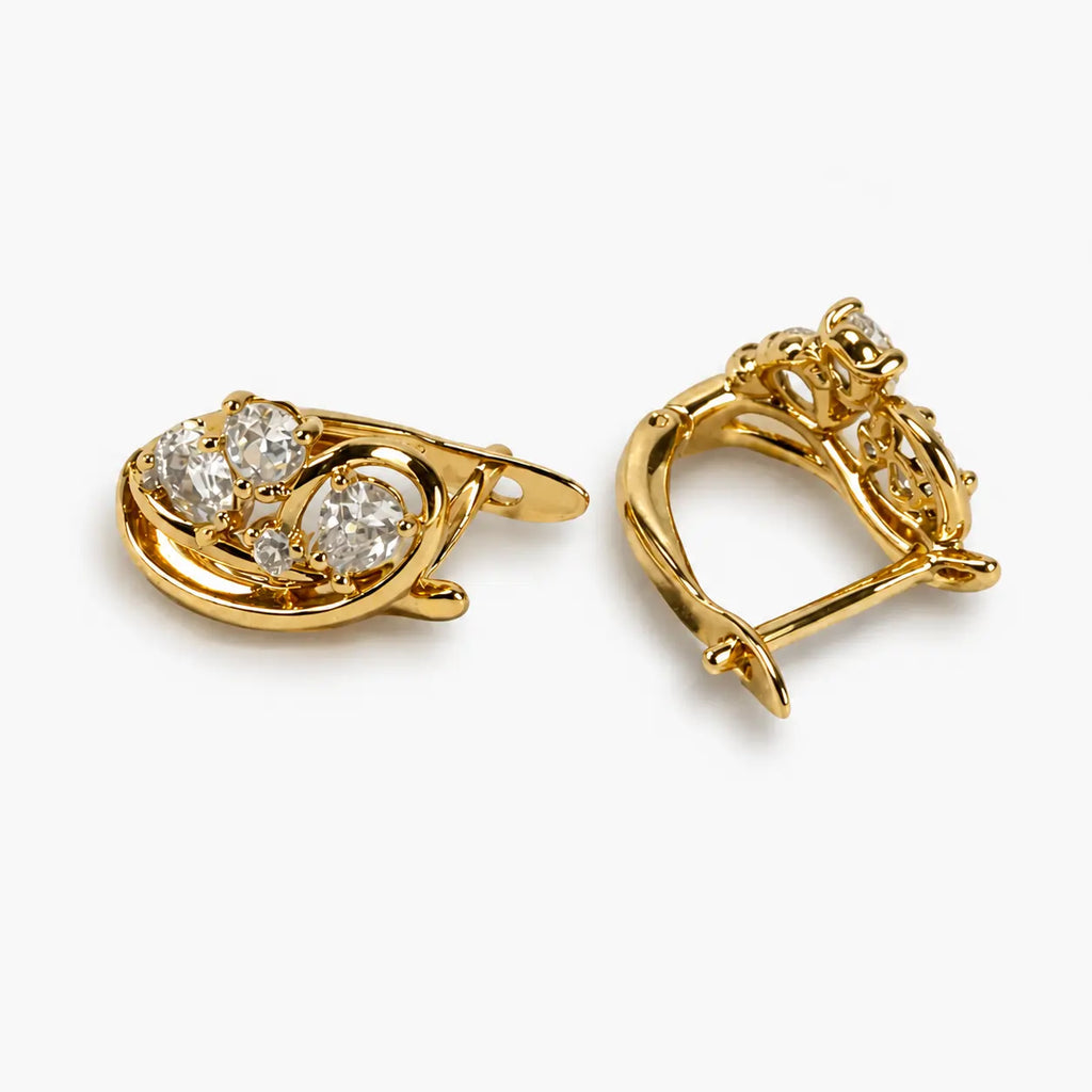 Gold-tone paisley clear-stone stud earrings – alternate view
