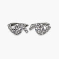 Silver-tone curved clear-stone stud earrings – front view