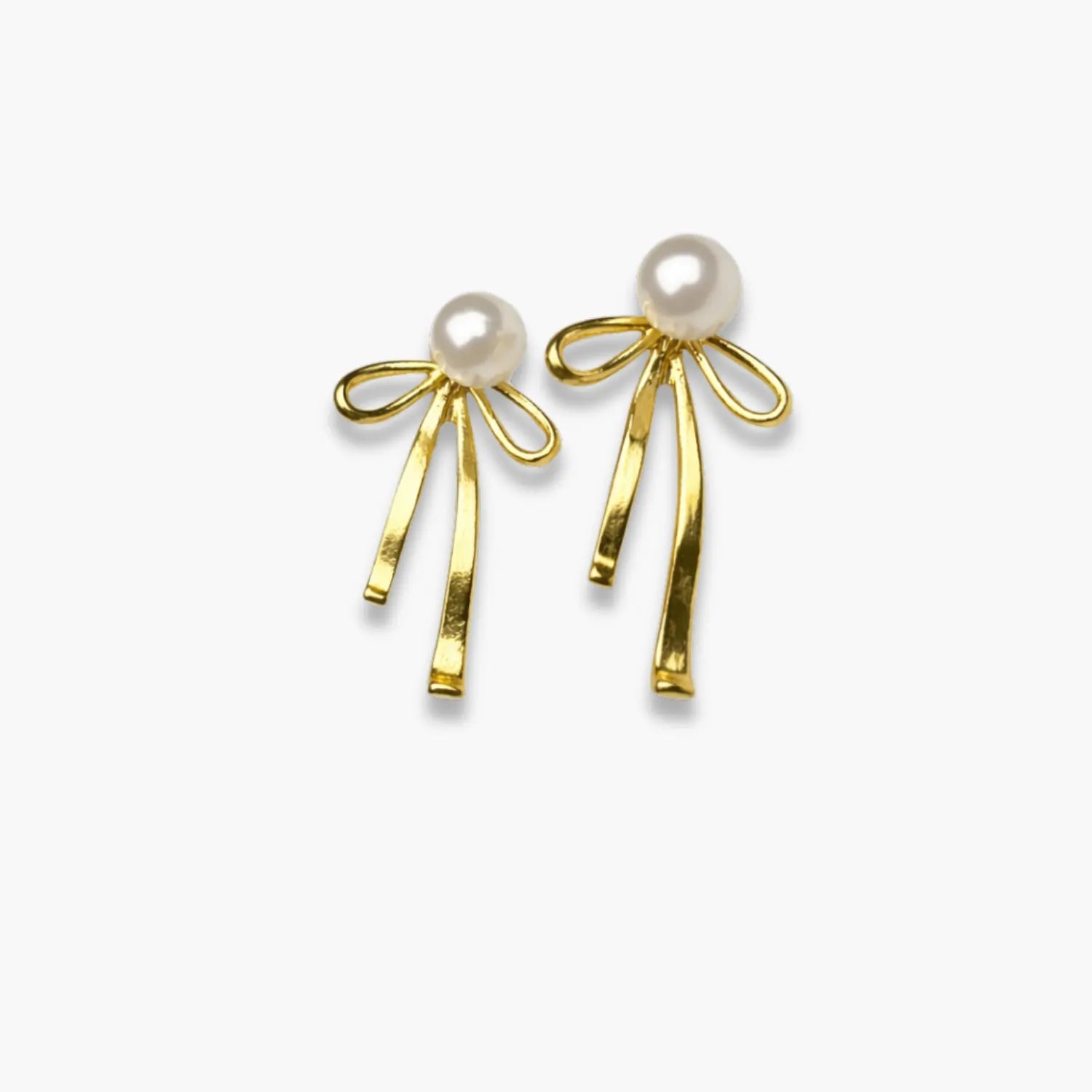 Gold-tone bow drop earrings – front view