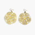 Gold-tone large filigree flower hook earrings – front view