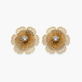 Gold-tone floral stud earrings – front view
