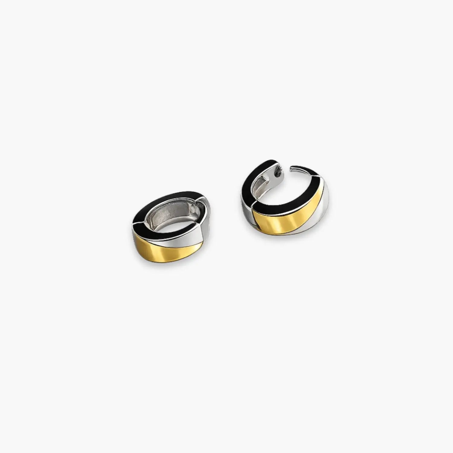 Two-Tone Huggie Hoop Earrings front-view