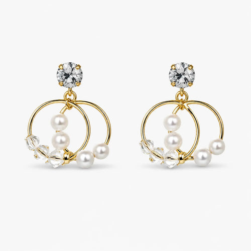 Gold-tone double hoop drop earrings – front view