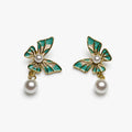 Turquoise butterfly drop earrings – front view
