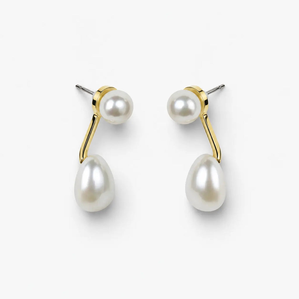 Gold-tone heart pearl-style drop earrings – alternate view
