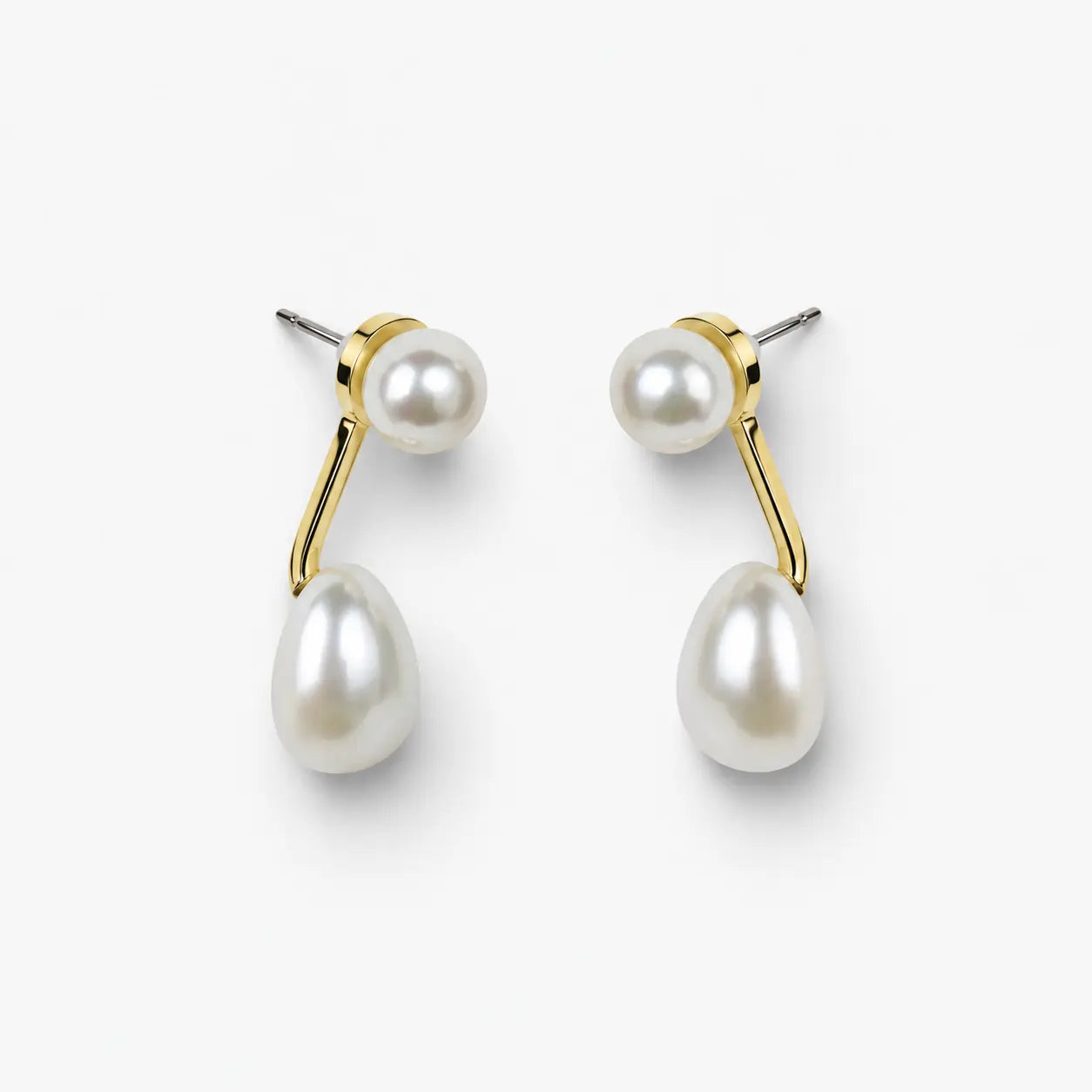 Gold-tone heart pearl-style drop earrings – alternate view
