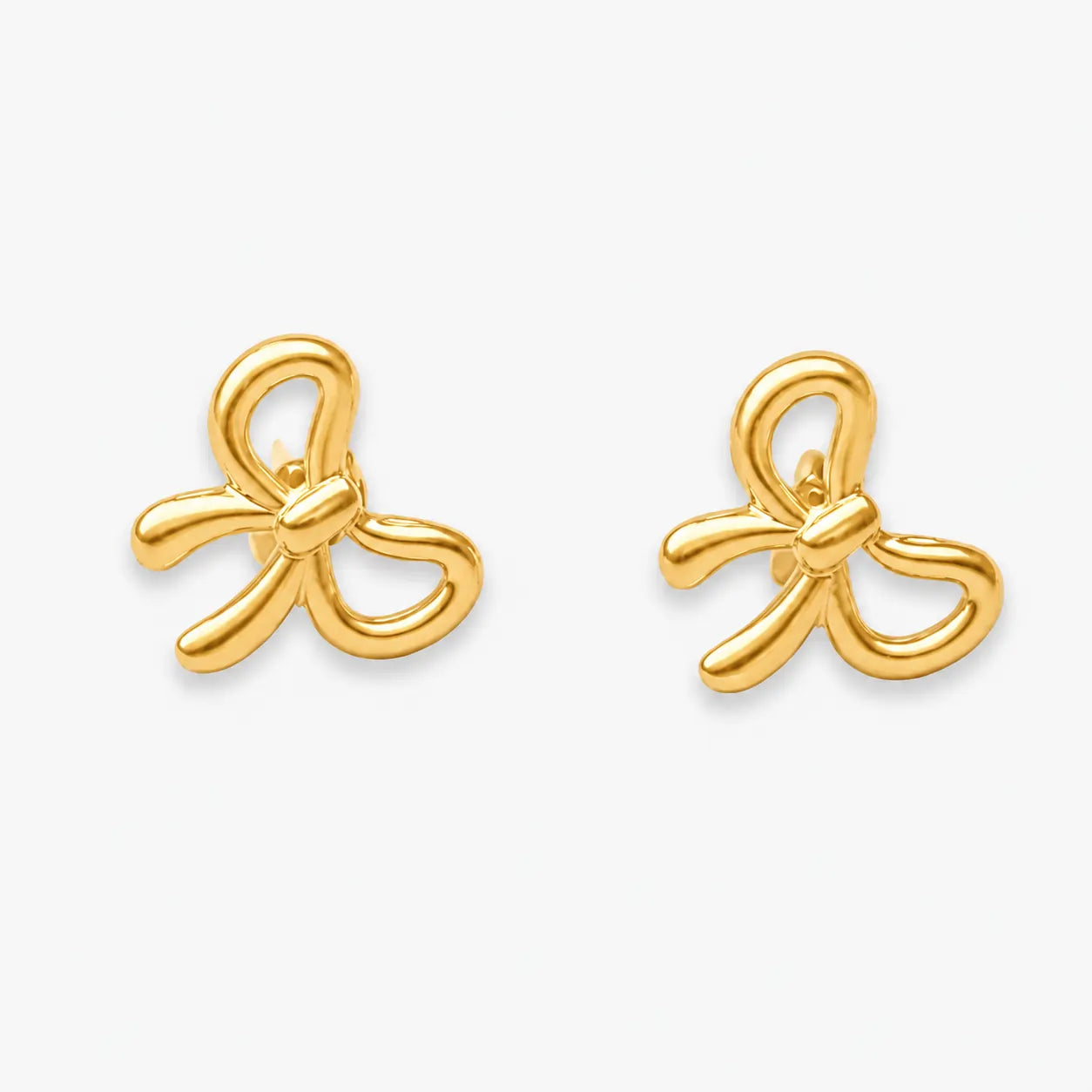 Gold-tone bow stud earrings – front view

