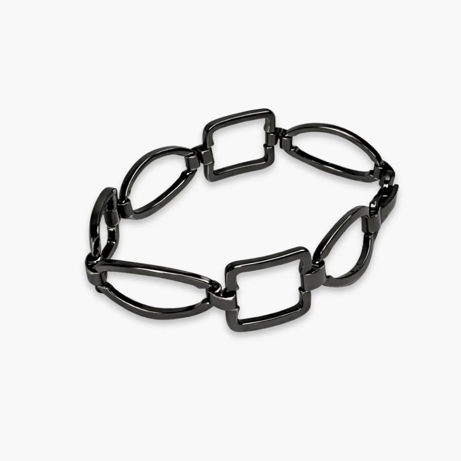 Black Metallic Geometric Link Bracelet For Girls And Women