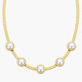 White bead-accent five-bead snake chain necklace front view in Half