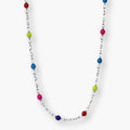 multicolor bead station necklace on silver-color chain
