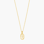 Gold and White-color floral open-frame rose pendant necklace