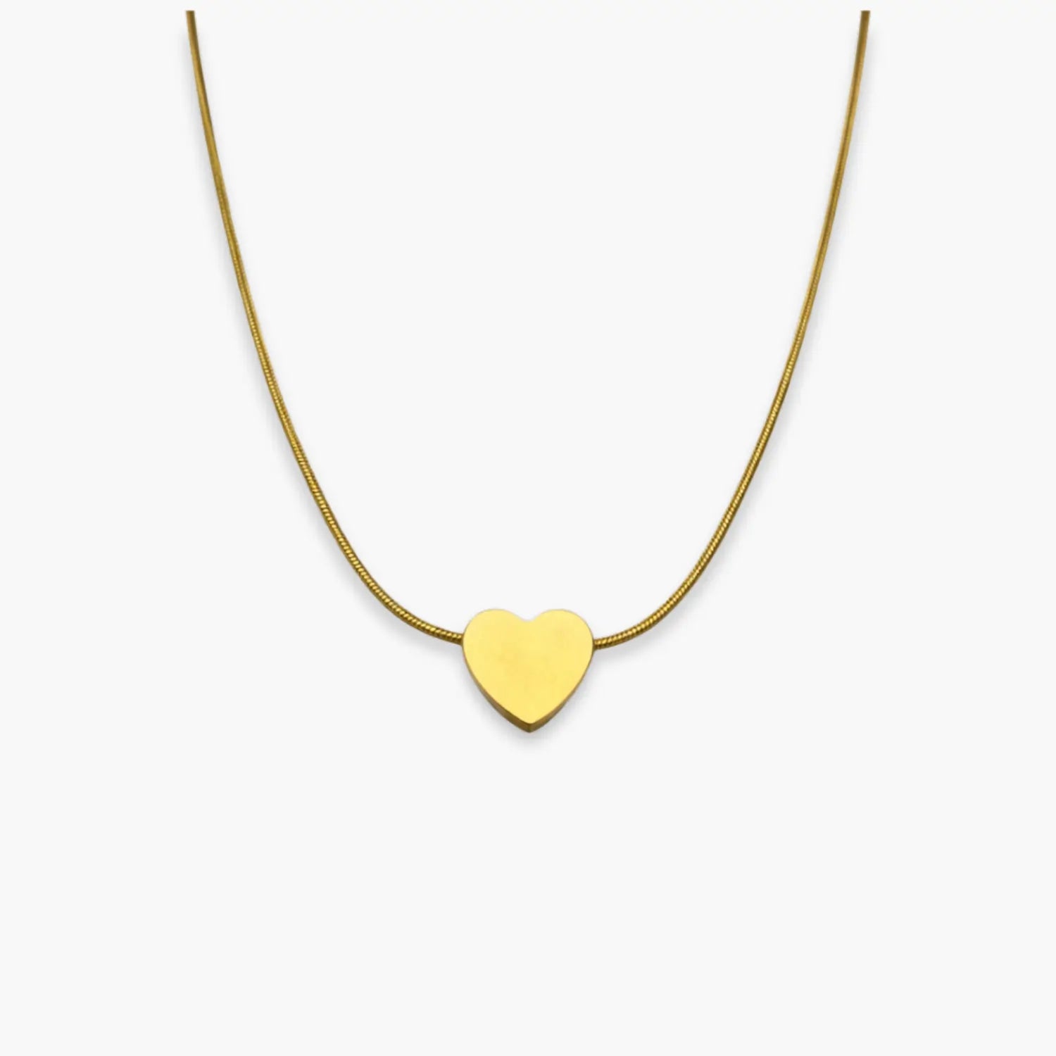 artificial flat heart pendant necklace front view