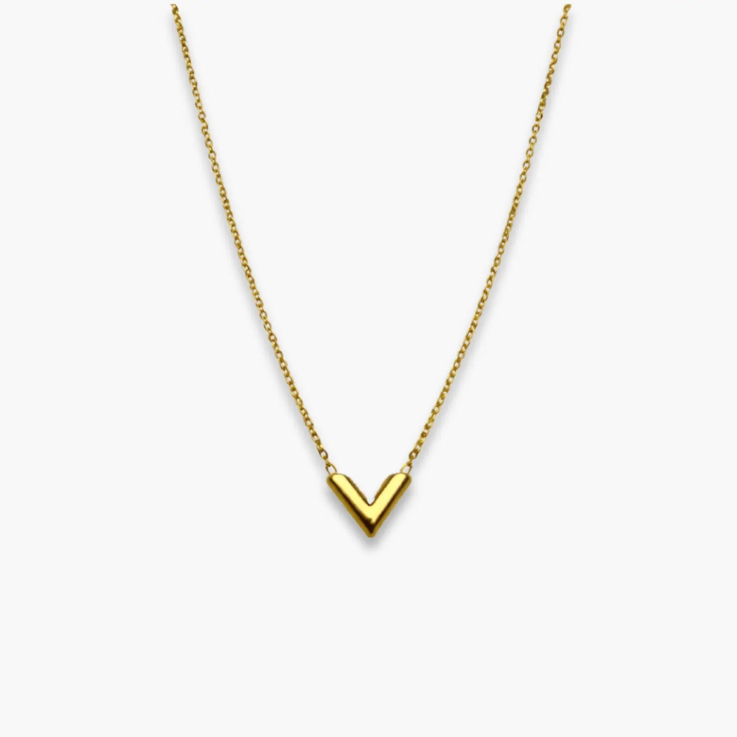 artificial minimal v pendant necklace front view