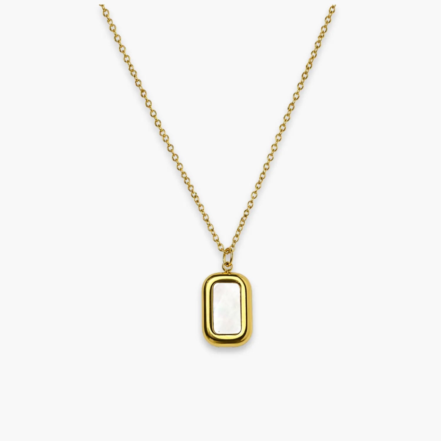 artificial white white bead-style pendant necklace front view