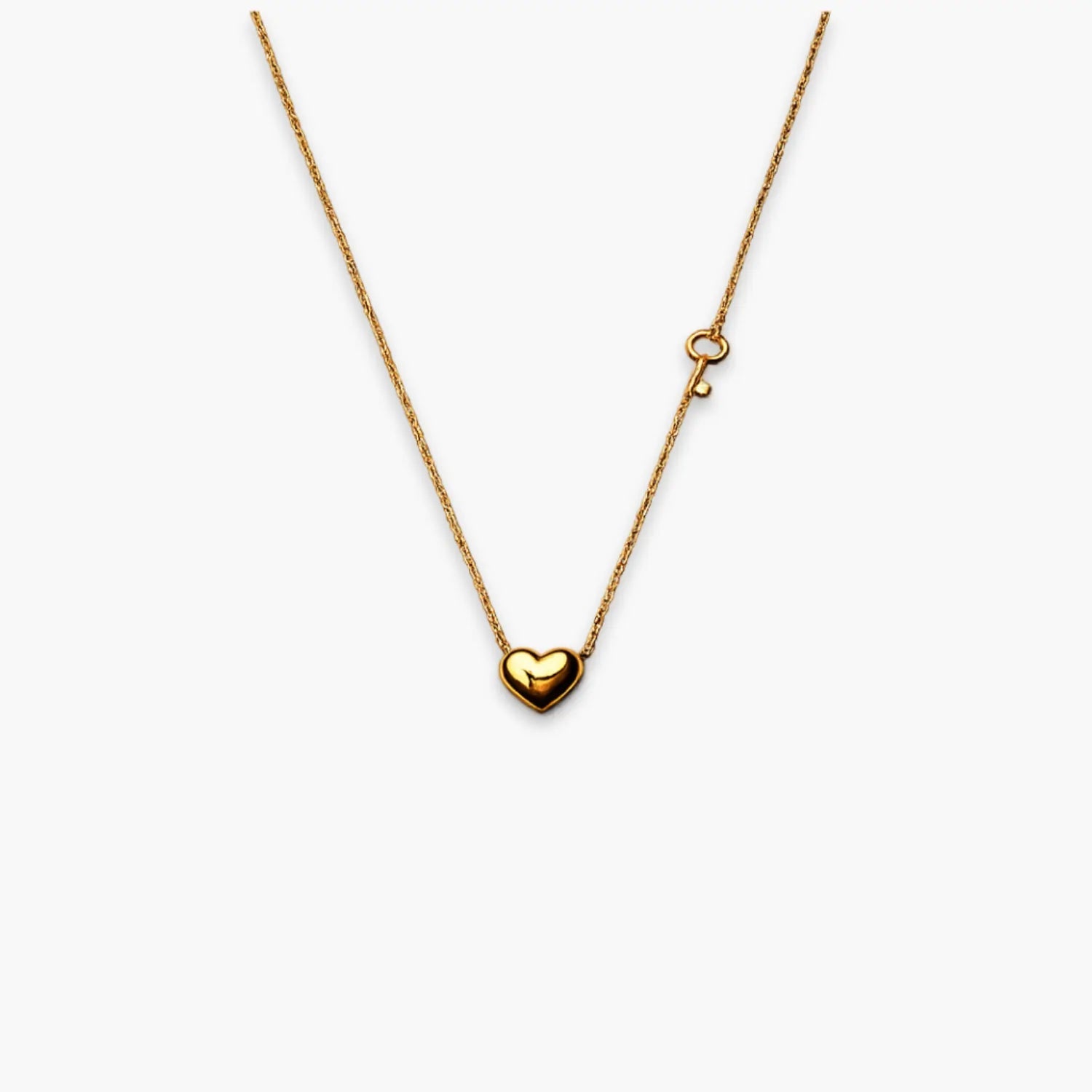 heart and key charm pendant necklace on fine gold-colour chain