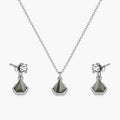 artificial geometric crystal necklace and earrings set front view