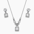 artificial square crystal necklace and earrings set front view