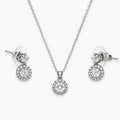 artificial round crystal necklace and drop earrings set front view