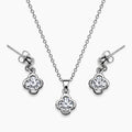 artificial clover crystal necklace and earrings set front view