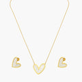 open-heart necklace and stud earrings set front view