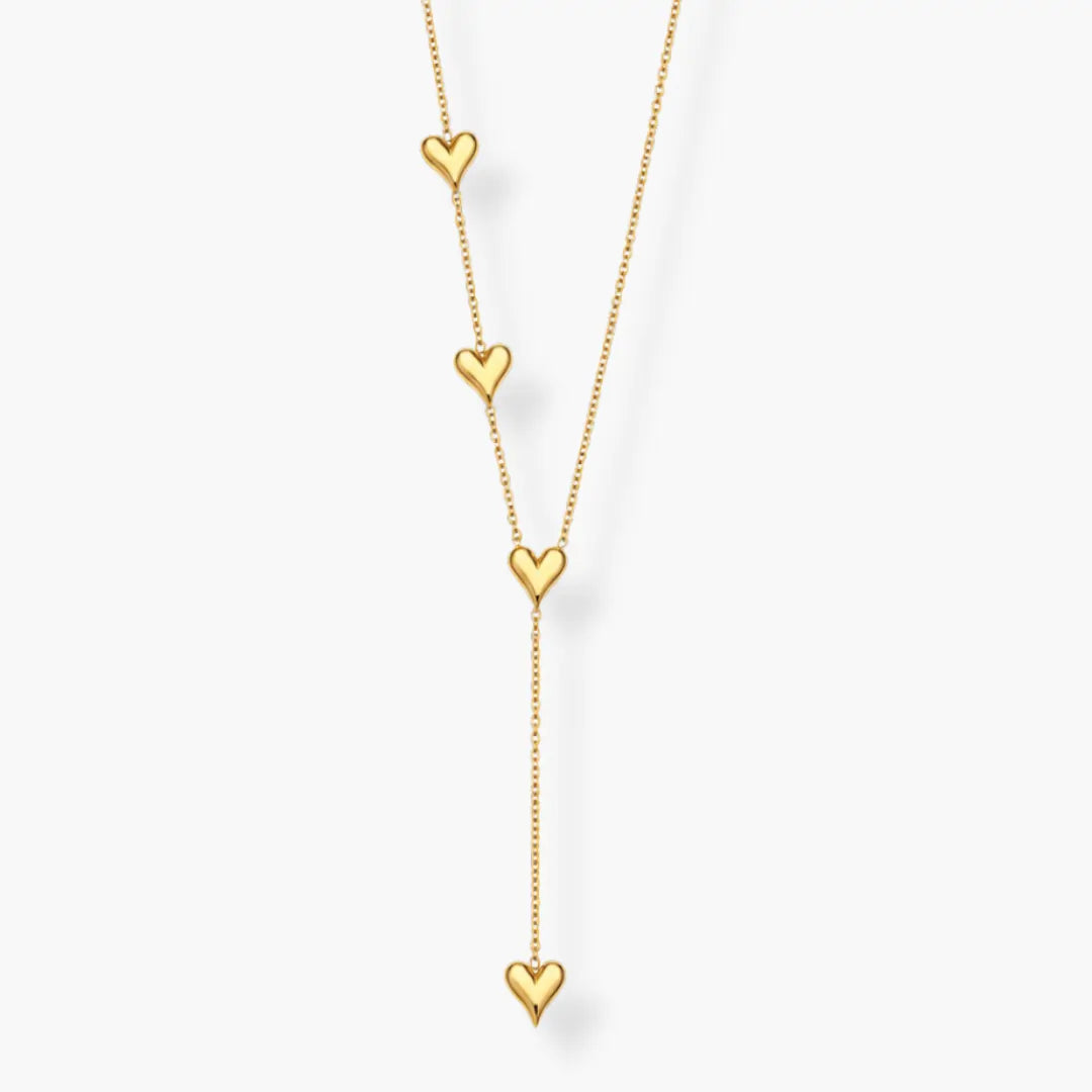 Gold-tone Y-shaped heart pendant necklace for women