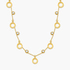 gold-colour open-circle accent station necklace