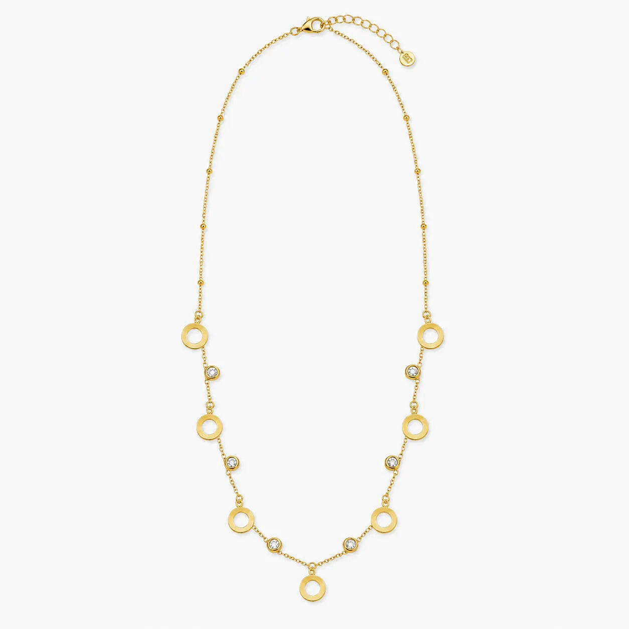 gold-color open-circle accent station necklace