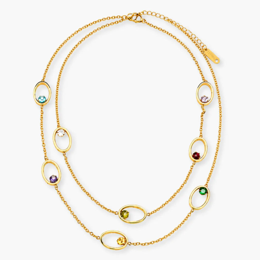 long gold-colour oval open-link station necklace