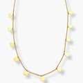gold-color multi-heart charm necklace on fine link chain