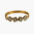Gold-Tone Linked Square Crystal Cuff Bracelet For Girls And Women – Front View