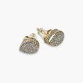 Two-tone clear-stone dome stud earrings – front view